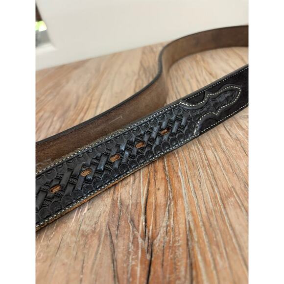 Nocona Belt Company Black Tooled Western Belt Size 44\